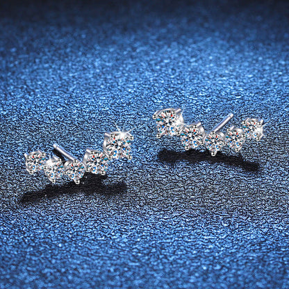 [Leaves]SPARKLING SMILE ARC MOISSANITE STUD EARRINGS