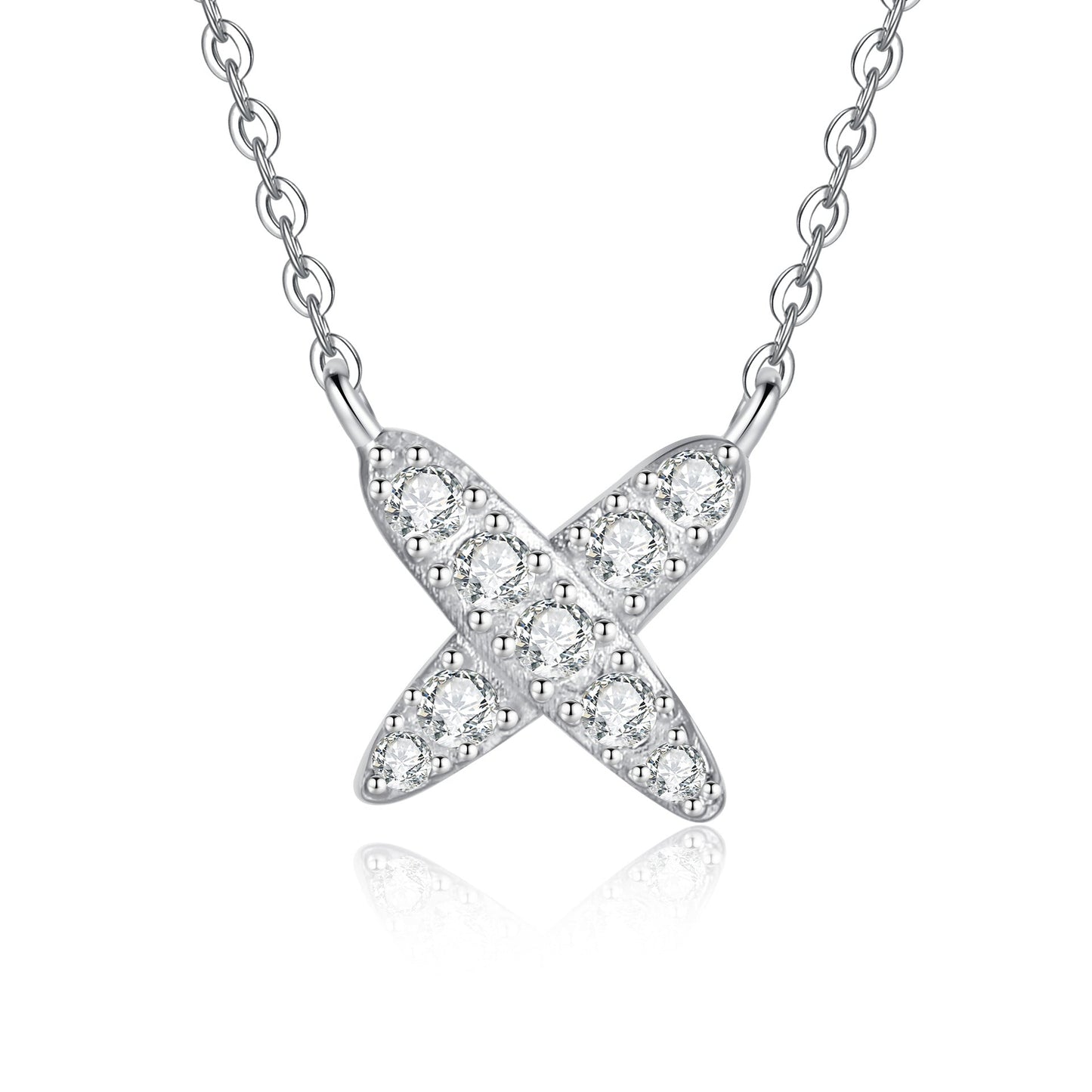 [Leaves]MODERN X-SHAPE PAVÉ MOISSANITE NECKLACE