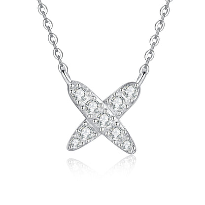 [Leaves]MODERN X-SHAPE PAVÉ MOISSANITE NECKLACE