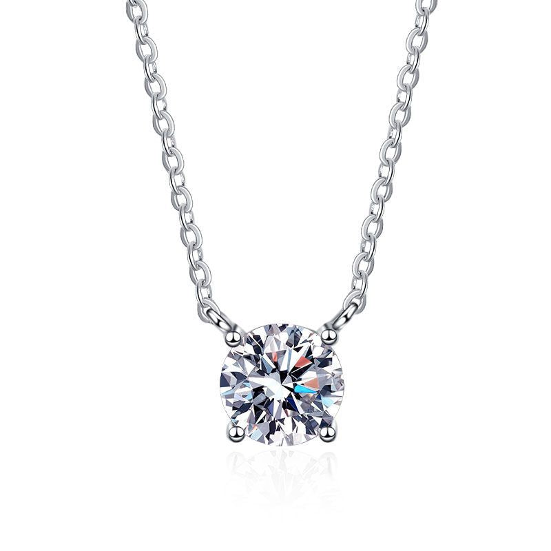 [Leaves]CLASSIC FOUR-PRONG SOLITAIRE MOISSANITE NECKLACE
