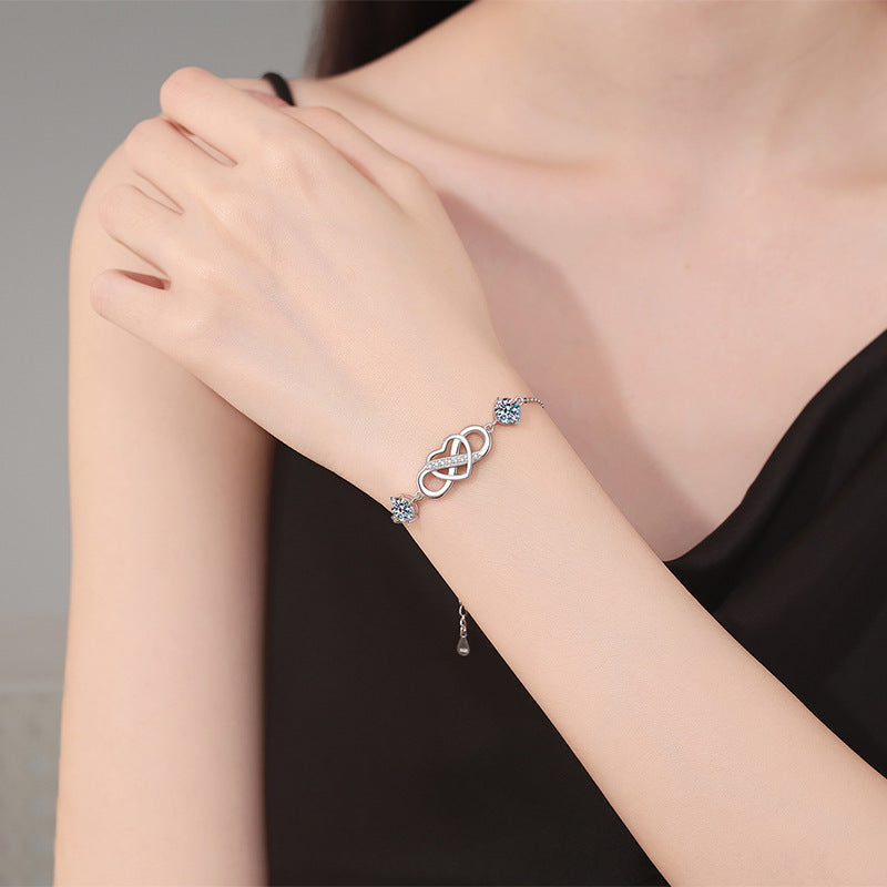 [Leaves]DOUBLE-STONE "LOVE LINK" MOISSANITE BRACELET