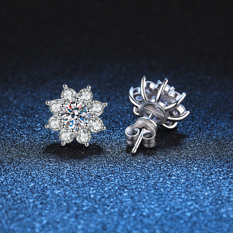 [Leaves]RADIANT SUNFLOWER MOISSANITE STUD EARRINGS