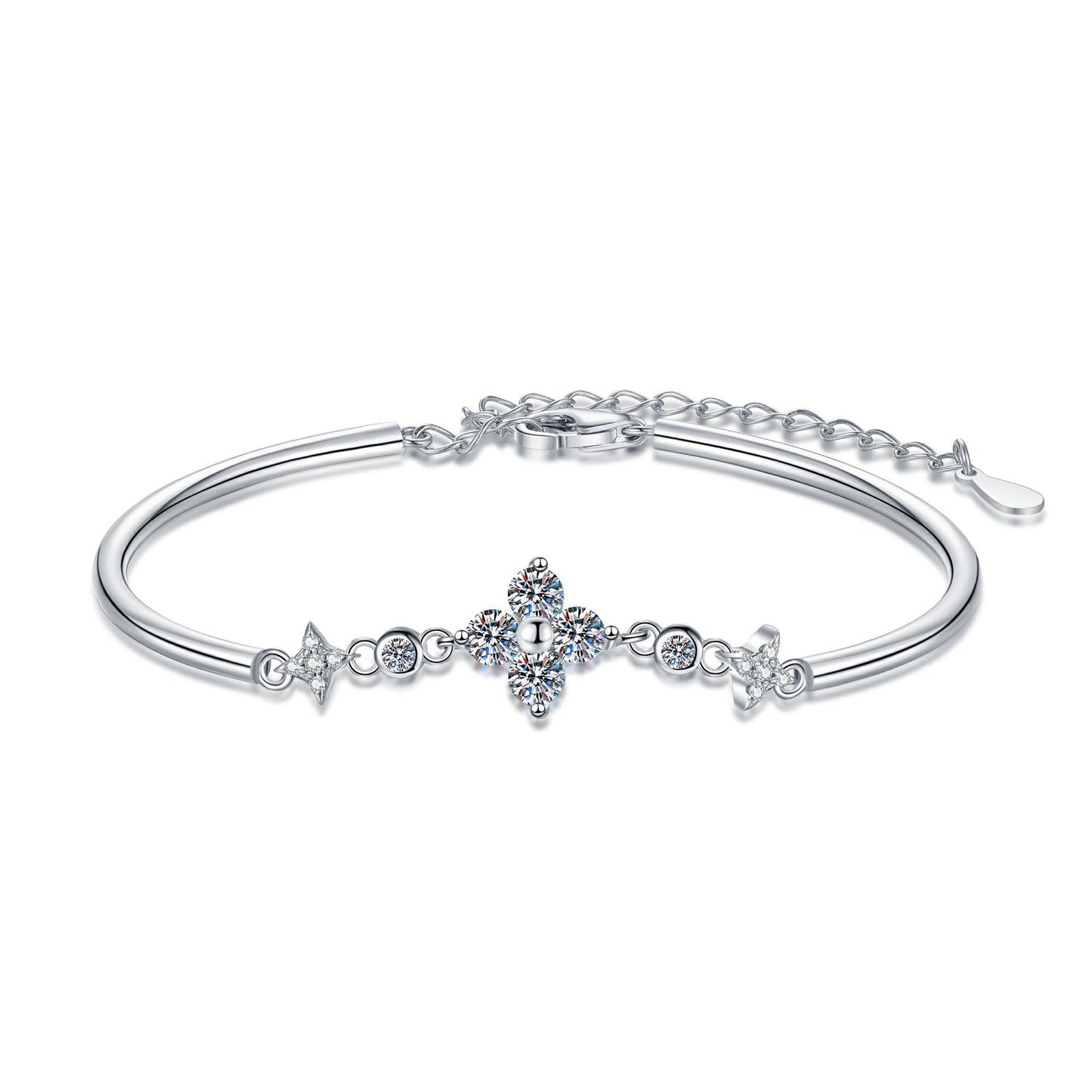 [Leaves]CLOVER & TWIN-STAR MOISSANITE BRACELET