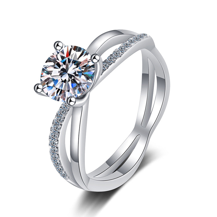 [Leaves]ELEGANT 4-PRONG CROSSOVER MOISSANITE ENGAGEMENT RING