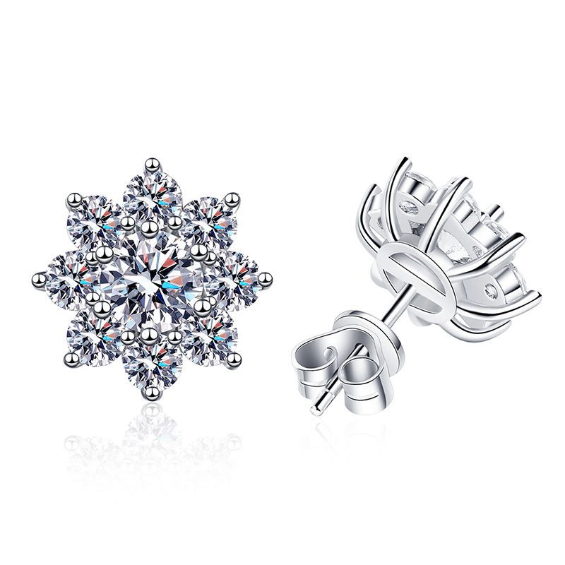[Leaves]RADIANT SUNFLOWER MOISSANITE STUD EARRINGS