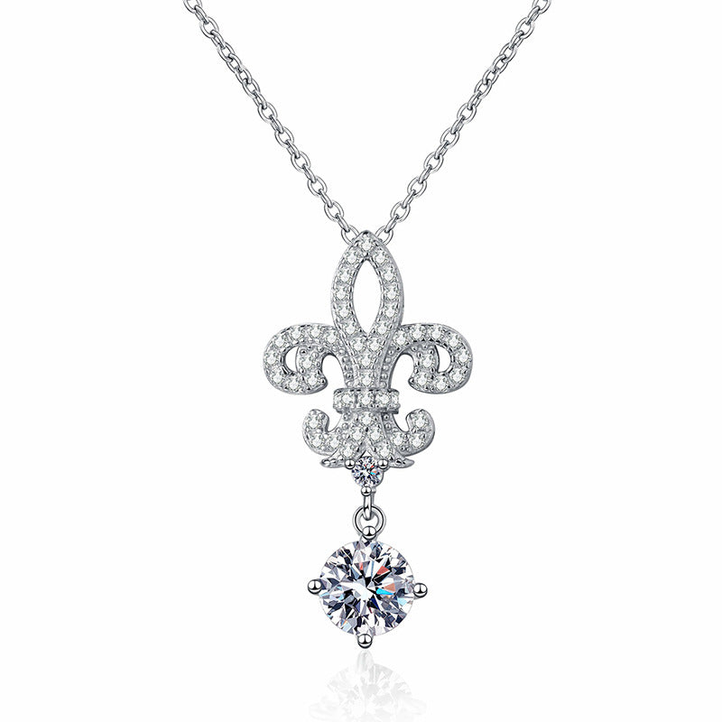 [Leaves]ROYAL FLEUR-DE-LIS MOISSANITE PENDANT NECKLACE