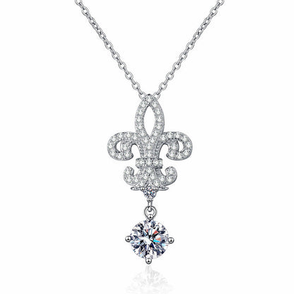 [Leaves]ROYAL FLEUR-DE-LIS MOISSANITE PENDANT NECKLACE