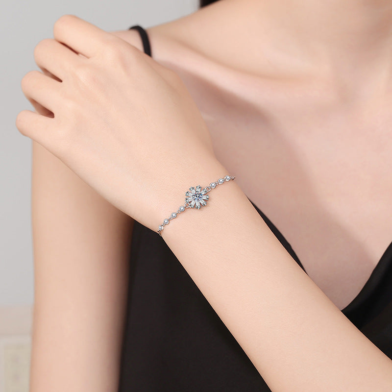[Leaves]RADIANT ICY CRYSTAL SUNFLOWER MOISSANITE BRACELET