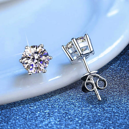 [Leaves]SIX-PRONG MOISSANITE EARRINGS
