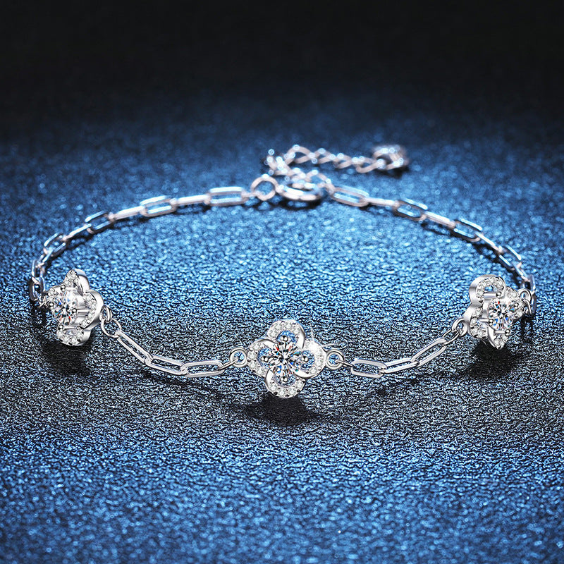 [Leaves]TRIPLE-CLOVER MOISSANITE BRACELET