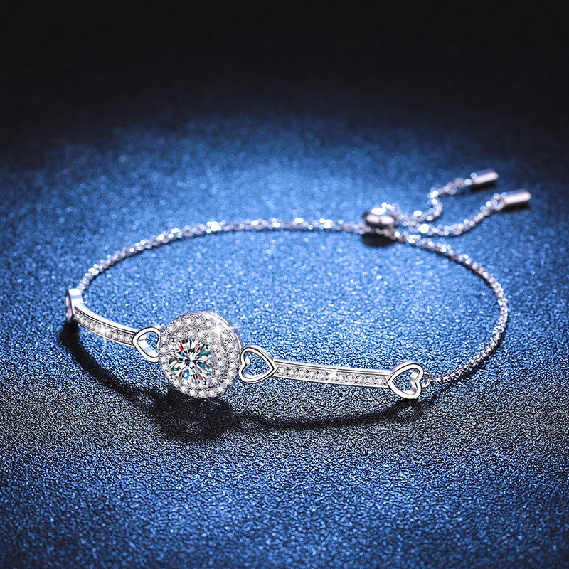 [Leaves]INTERLOCKING HEART & CIRCLE MOISSANITE BRACELET
