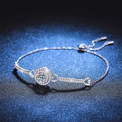 [Leaves]INTERLOCKING HEART & CIRCLE MOISSANITE BRACELET