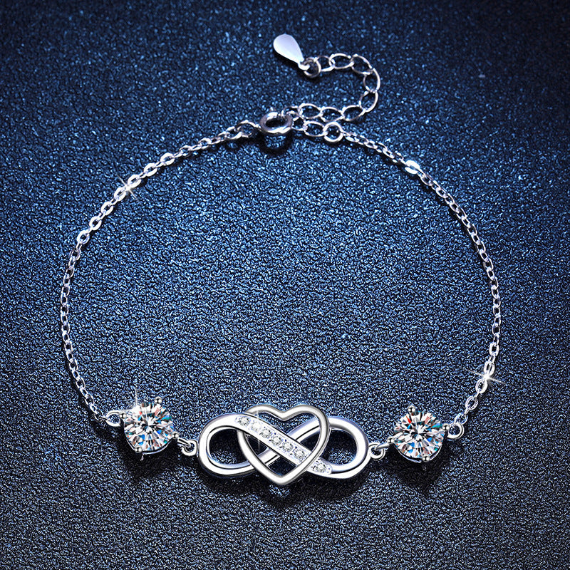 [Leaves]DOUBLE-STONE "LOVE LINK" MOISSANITE BRACELET