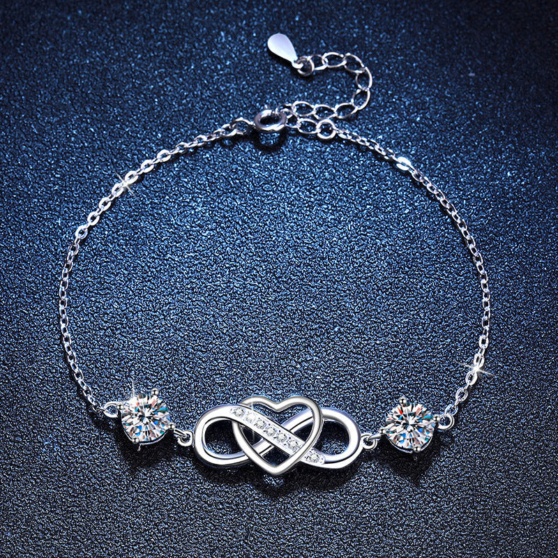 [Leaves]DOUBLE-STONE "LOVE LINK" MOISSANITE BRACELET