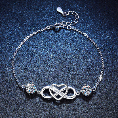 [Leaves]DOUBLE-STONE "LOVE LINK" MOISSANITE BRACELET
