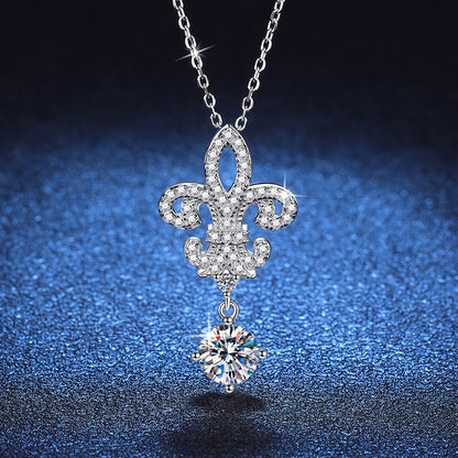 [Leaves]ROYAL FLEUR-DE-LIS MOISSANITE PENDANT NECKLACE