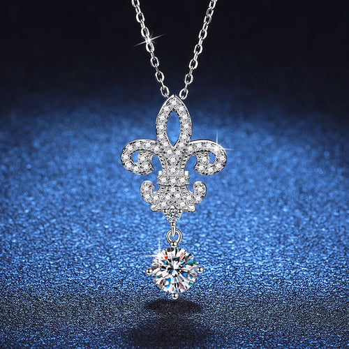 [Leaves]ROYAL FLEUR-DE-LIS MOISSANITE PENDANT NECKLACE