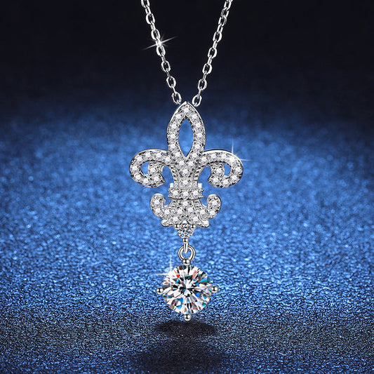 [Leaves]ROYAL FLEUR-DE-LIS MOISSANITE PENDANT NECKLACE