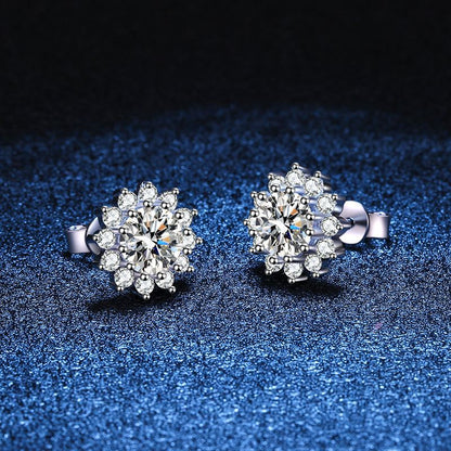[Leaves]BLOOMING SUNFLOWER MOISSANITE STUD EARRINGS