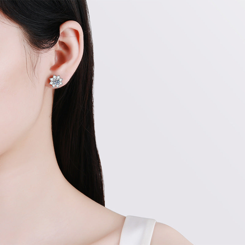 [Leaves]RADIANT SUNFLOWER MOISSANITE STUD EARRINGS