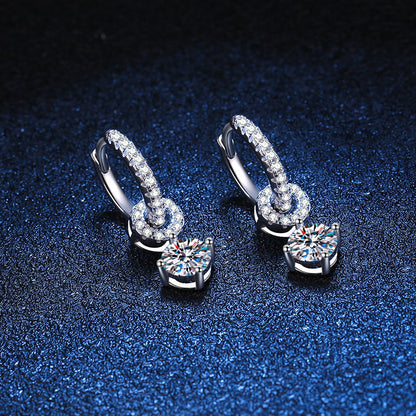 [Leaves]INTERLOCKING DOUBLE RING MOISSANITE DROP EARRINGS