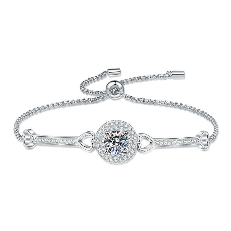 [Leaves]INTERLOCKING HEART & CIRCLE MOISSANITE BRACELET