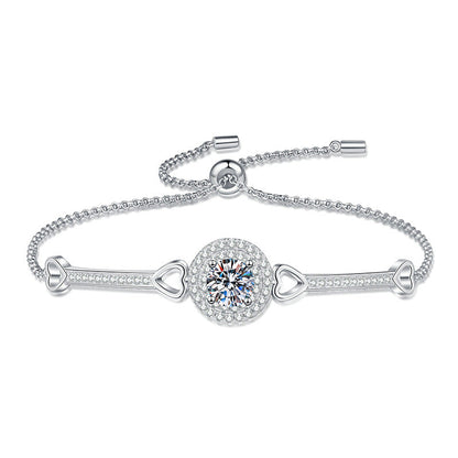 [Leaves]INTERLOCKING HEART & CIRCLE MOISSANITE BRACELET