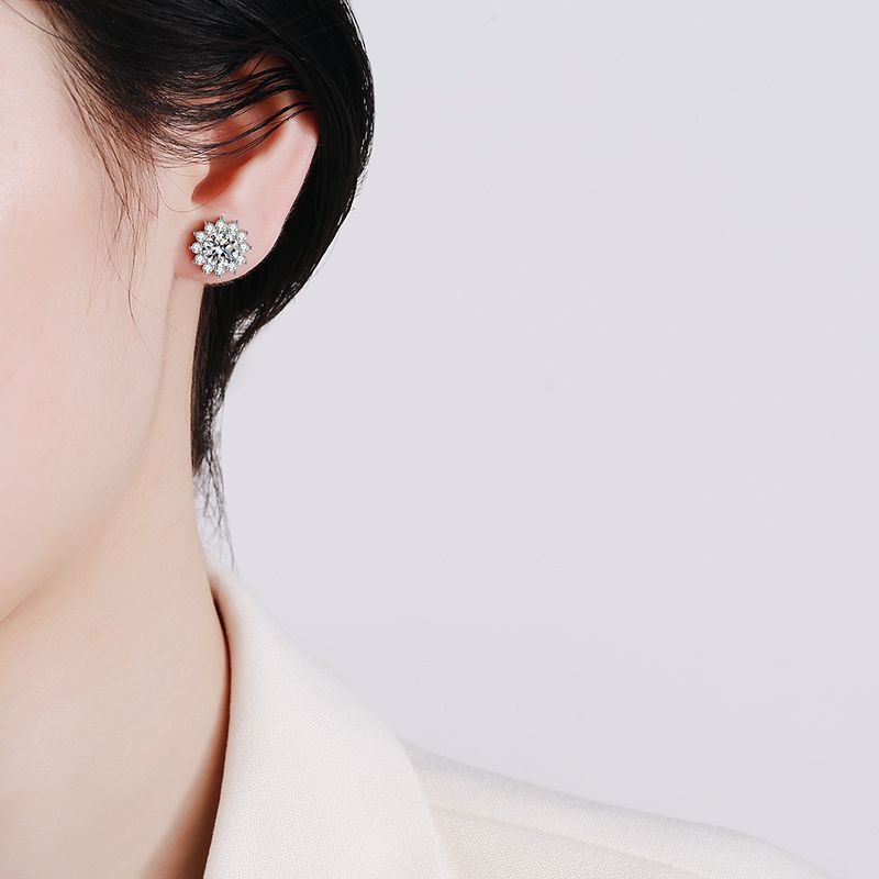 [Leaves]BLOOMING SUNFLOWER MOISSANITE STUD EARRINGS