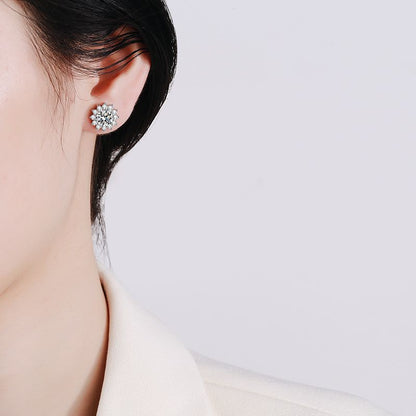 [Leaves]BLOOMING SUNFLOWER MOISSANITE STUD EARRINGS