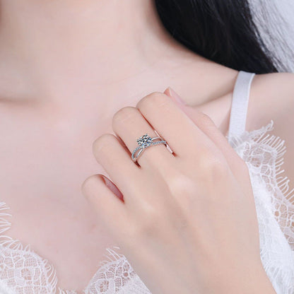 [Leaves]ELEGANT 4-PRONG CROSSOVER MOISSANITE ENGAGEMENT RING