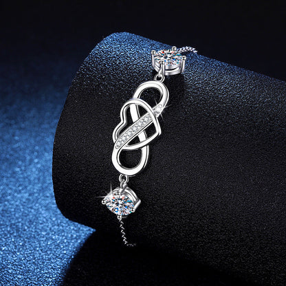 [Leaves]DOUBLE-STONE "LOVE LINK" MOISSANITE BRACELET