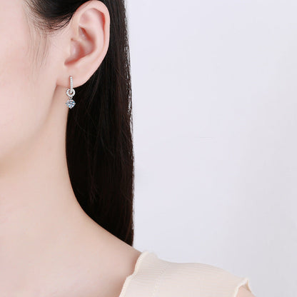[Leaves]INTERLOCKING DOUBLE RING MOISSANITE DROP EARRINGS