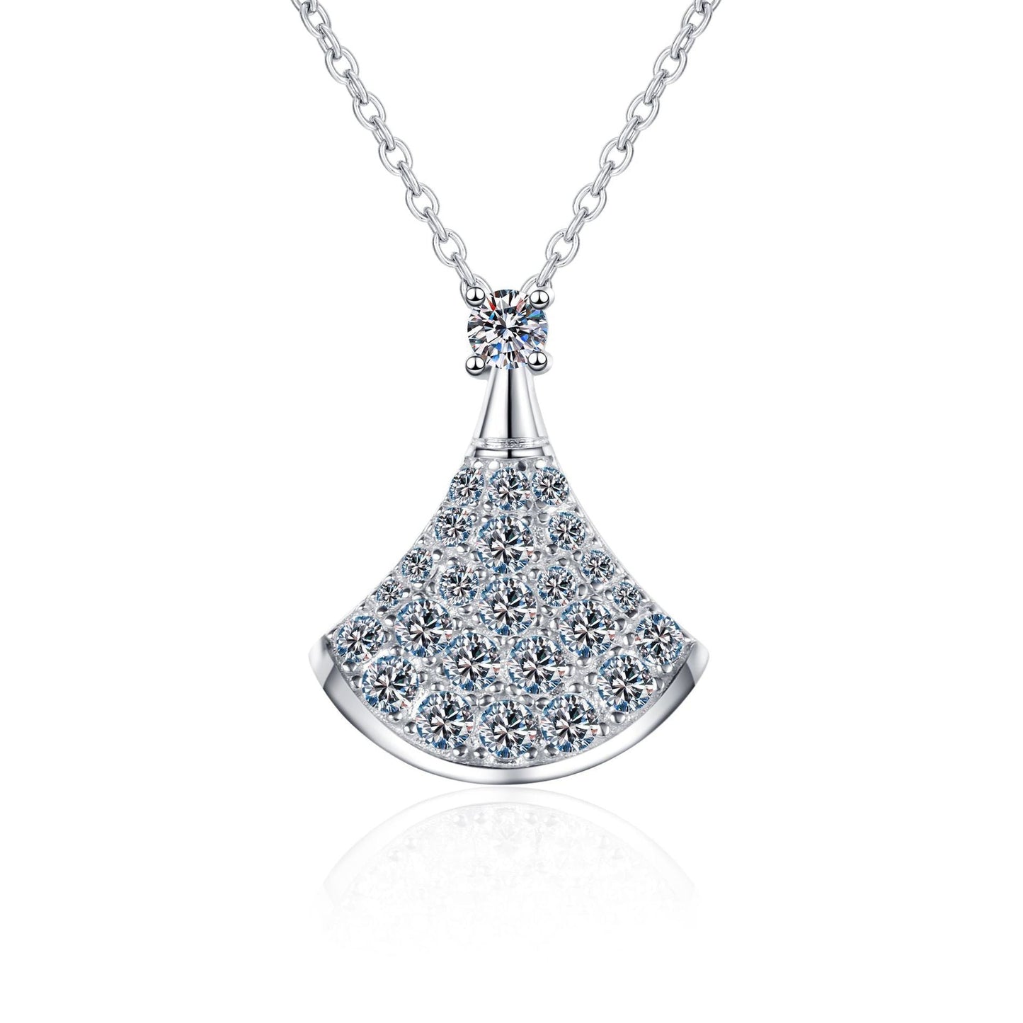 [Leaves]ELEGANT FAN-SHAPED MOISSANITE PENDANT NECKLACE