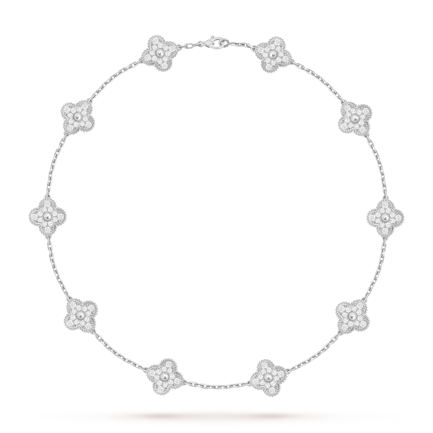 [Leaves]CLASSIC LUCKY 10-MOTIF CLOVER NECKLACE WHITE GOLD COLLECTION