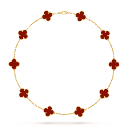 [Leaves]CLASSIC LUCKY 10-MOTIF CLOVER NECKLACE GOLD COLLECTION