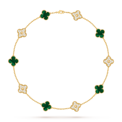 [Leaves]CLASSIC LUCKY 10-MOTIF CLOVER NECKLACE GOLD COLLECTION