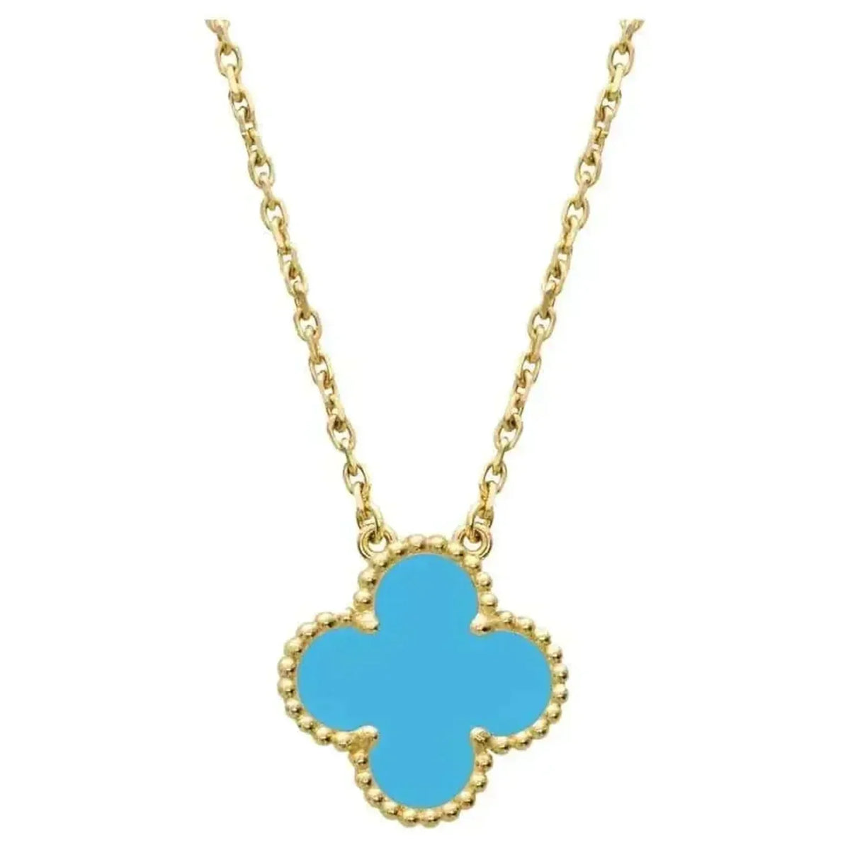 [Leaves]CLOVER 15MM VINTAGE TURQUOISE NECKLACE
