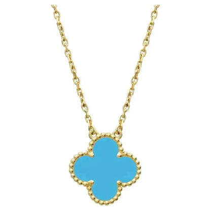 [Leaves]CLOVER 15MM VINTAGE TURQUOISE NECKLACE