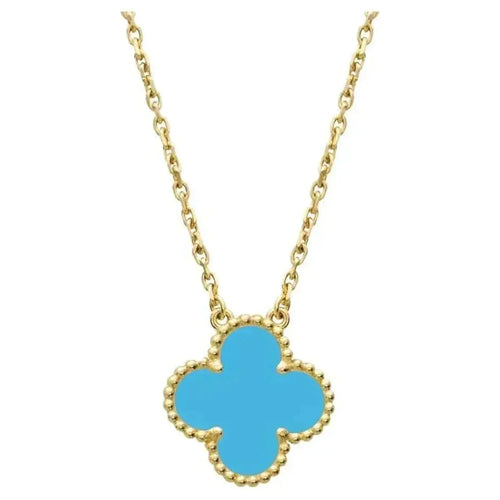 [Leaves]CLOVER 15MM VINTAGE TURQUOISE NECKLACE