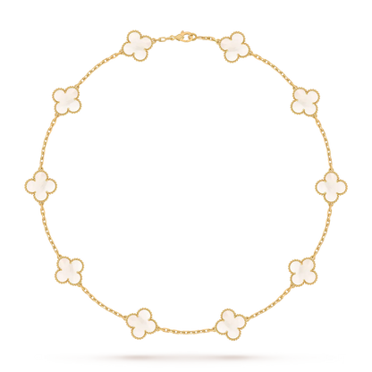 [Leaves]CLASSIC LUCKY 10-MOTIF CLOVER NECKLACE GOLD COLLECTION