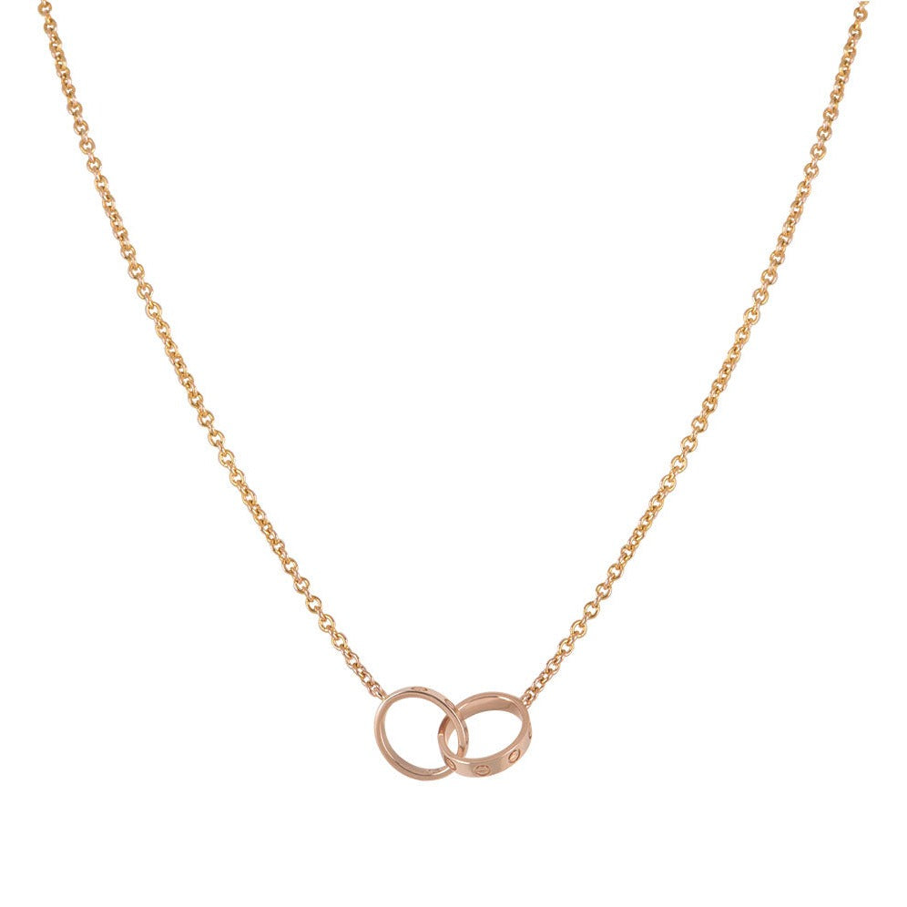 [Leaves]LOVE NECKLACE DOUBLE RING PINK GOLD