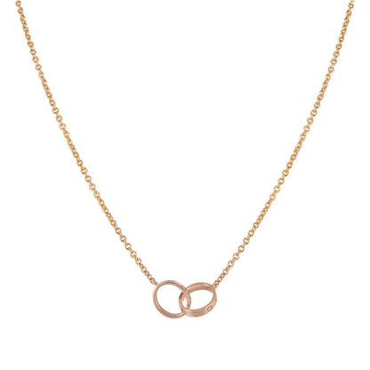 [Leaves]LOVE NECKLACE DOUBLE RING PINK GOLD
