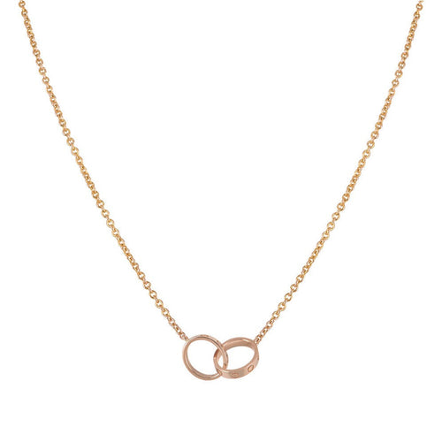 [Leaves]LOVE NECKLACE DOUBLE RING PINK GOLD