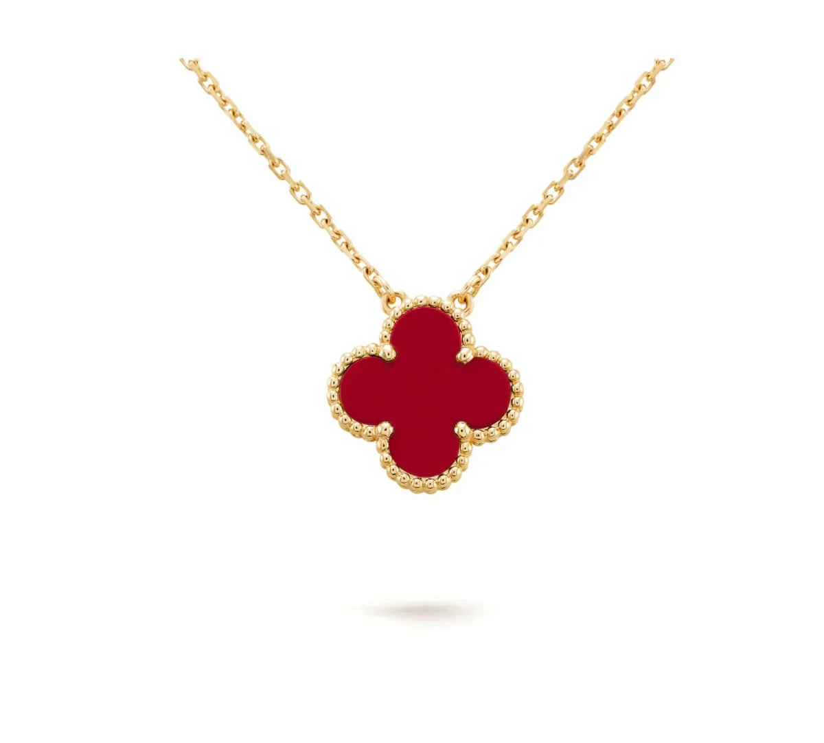 [Leaves]CLOVER 15MM CARNELIAN SINGLE FLOWER NECKLACE