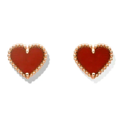 [Leaves]HEART CARNELIAN STUD EARRINGS