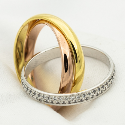 [Leaves]TRINITY RING GOLD PINK GOLD SILVER DIAMONDS
