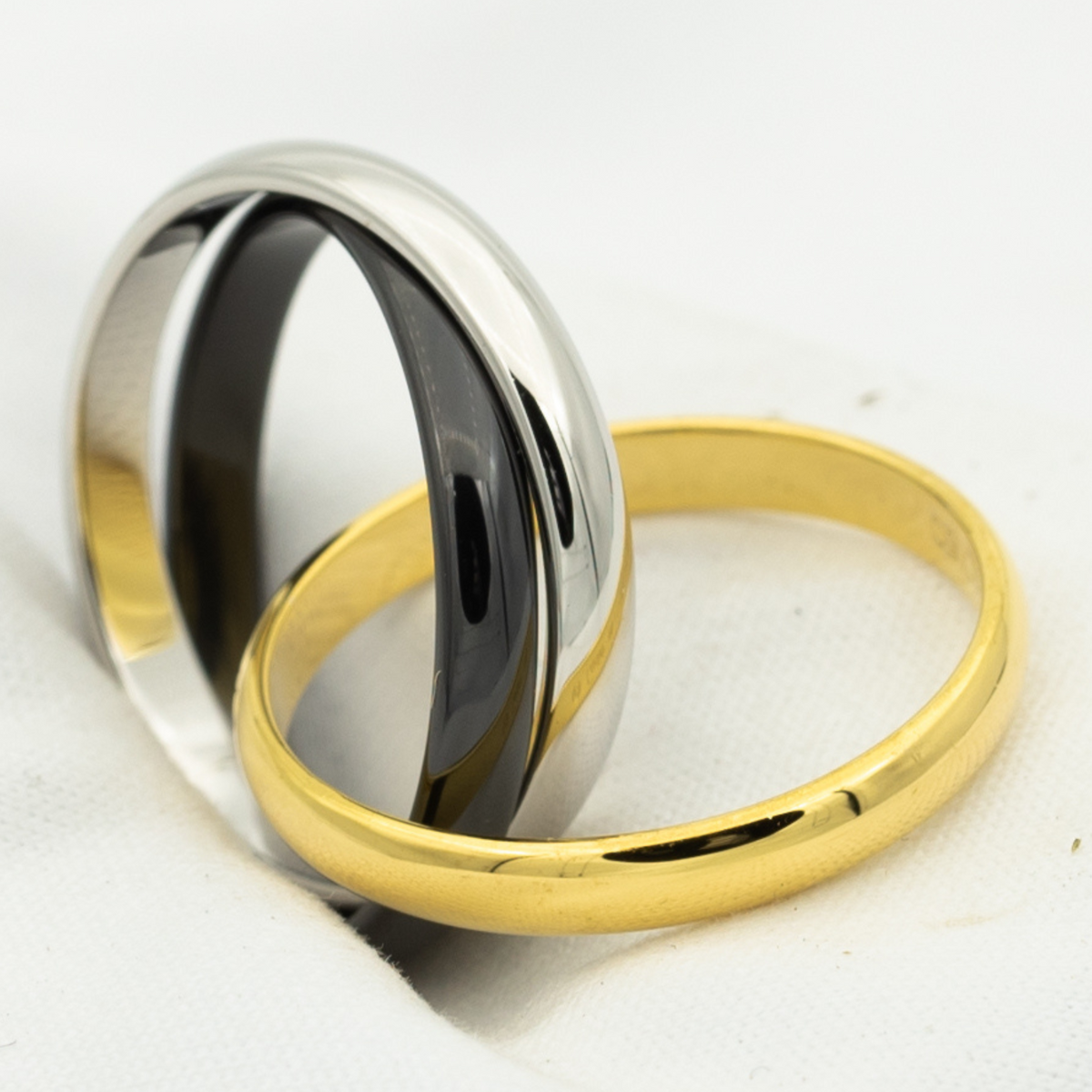 [Leaves]TRINITY RING BLACK GOLD SILVER