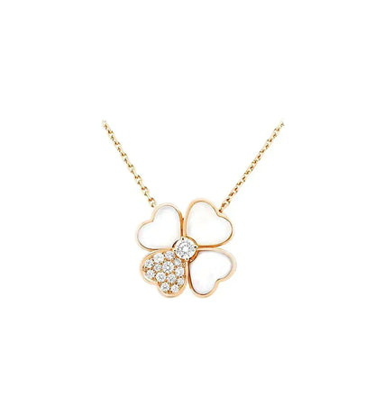 [Leaves]CLOVER MOP DIAMOND ROSE GOLD NECKLACE