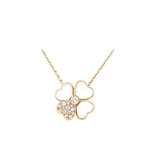 [Leaves]CLOVER MOP DIAMOND ROSE GOLD NECKLACE
