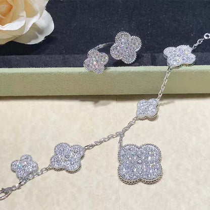 [Leaves]CLOVER 6 MOTIFS SILVER DIAMOND BRACELET